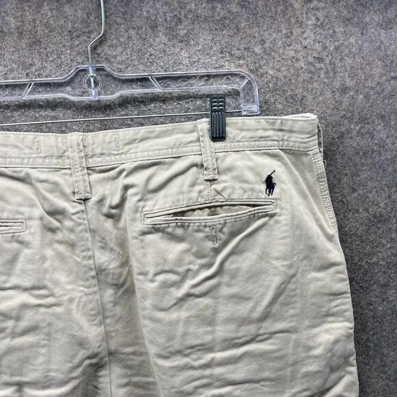 Polo Ralph Lauren Shorts Mens 38 Beige Relaxed Fit Chino Flat Front Summer - Picture 3 of 11